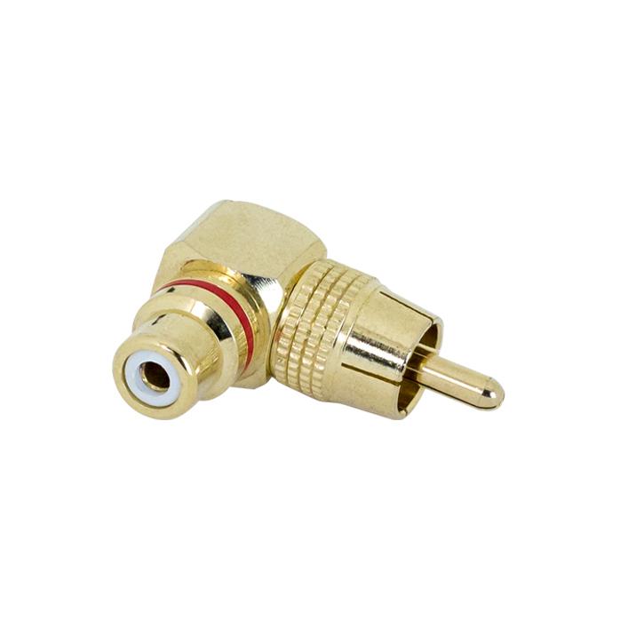 Adapter RCA Male to RCA Female Right Angle Gold