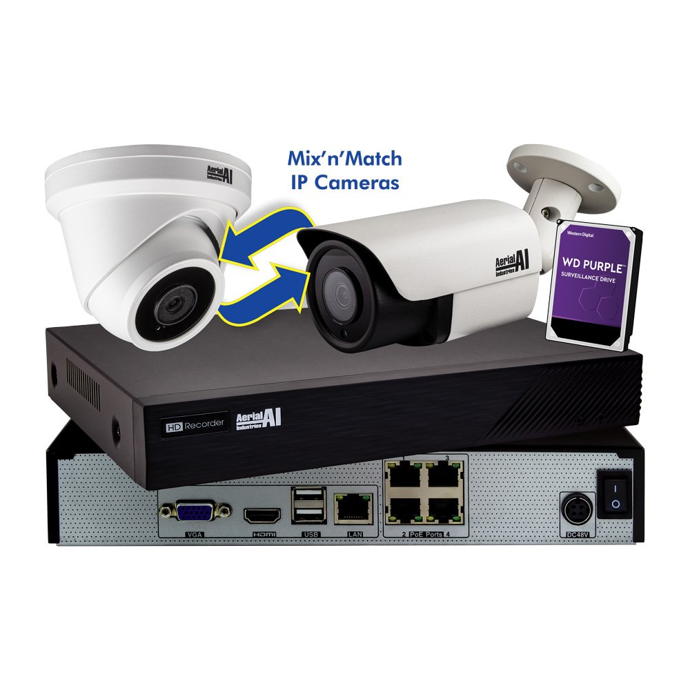 CCTV IP Kit 4 Channel NVR 4x 6MP Cameras 1TB HDD AERIAL INDUSTRIES
