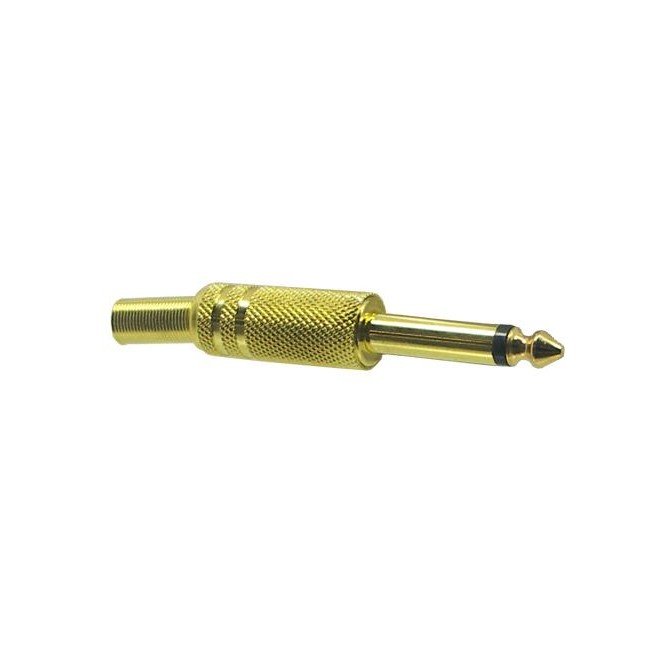 Phono Plug Male MONO 6.5mm, Solder Type, Gold Plated