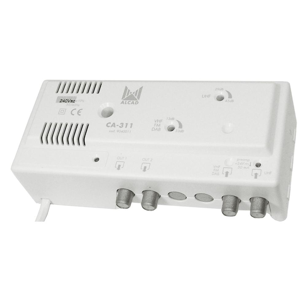 Distribution Amplifier x2 Inputs VHF +36dB Gain UHF +49dB Gain 2 Outputs ALCAD