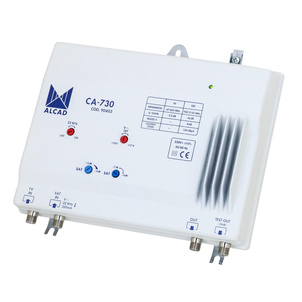 Distribution Amplifier 2 Inputs +42dB SAT IF -2dB VHF UHF Mix ALCAD