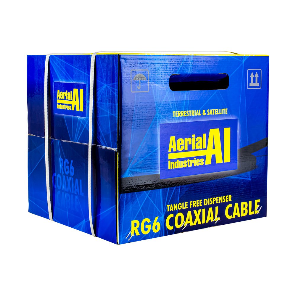 Coax RG6 Quad Shield 305m Reel In A Box, Black, Premium