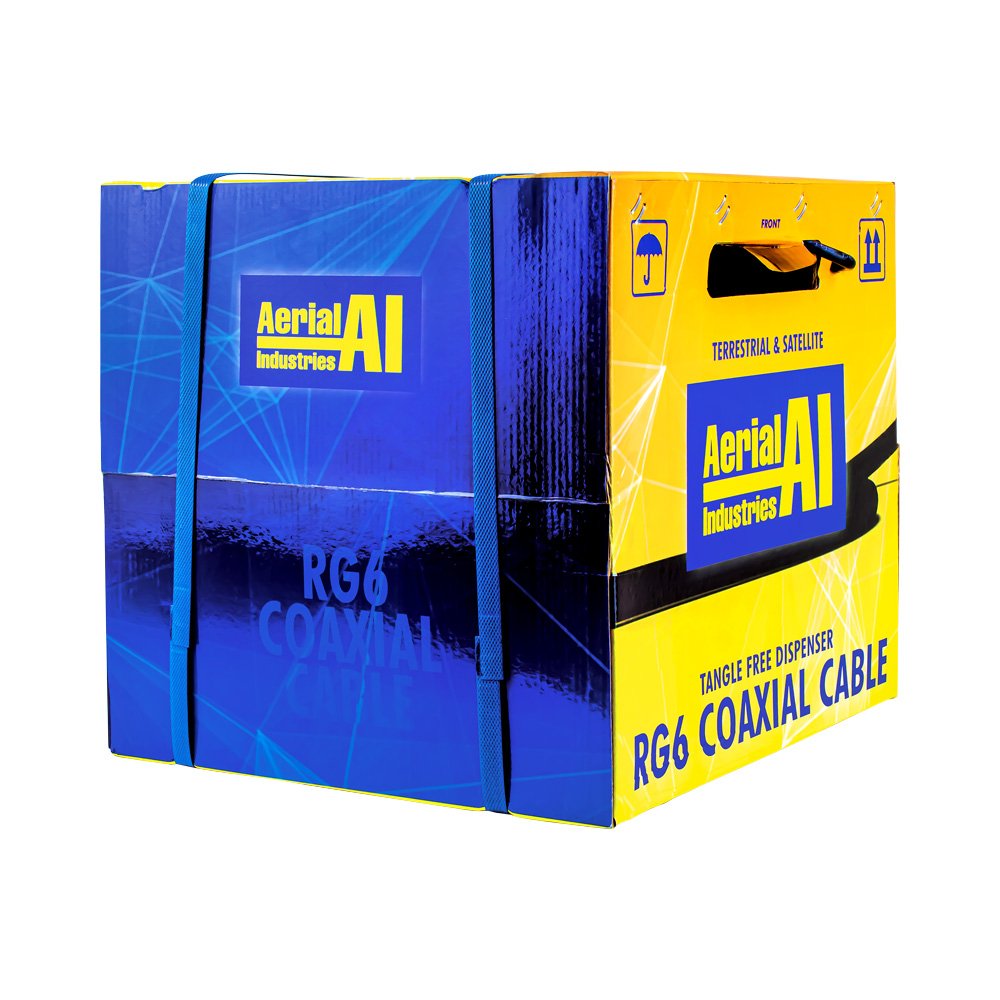 Coax RG6 Quad Shield 305m Reel In A Box, Black