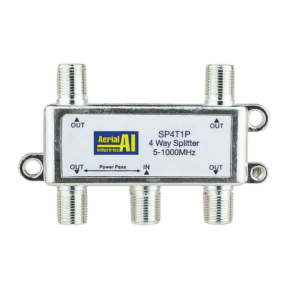 Splitter 4 Way 5 to 1000MHz 1 Port Power Pass AERIAL INDUSTRIES