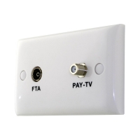 Wall Plate Dual F Type Inputs x1 PAL x1 F for Pay TV FTA